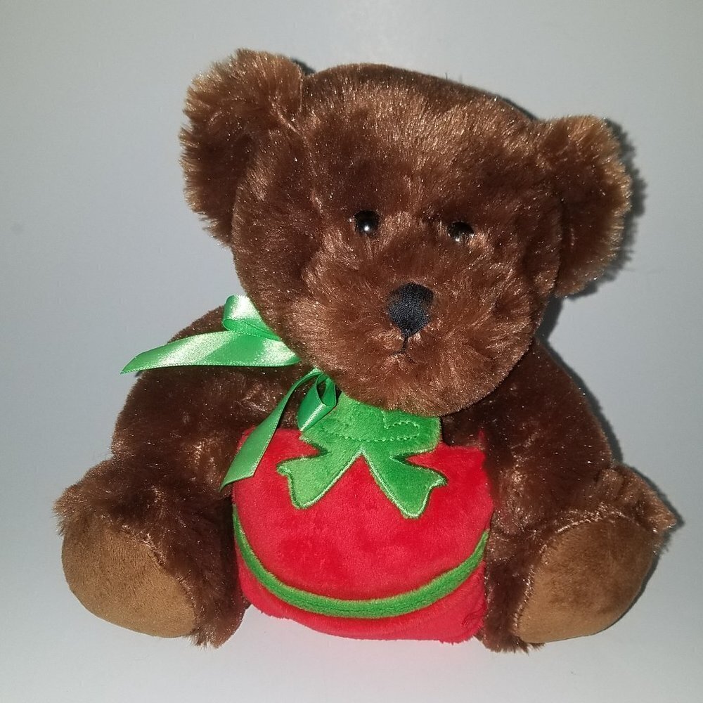 Animal Adventure Brown Teddy Bear Plush 9" Stuffed Toy 2014 Strawberry Pocket